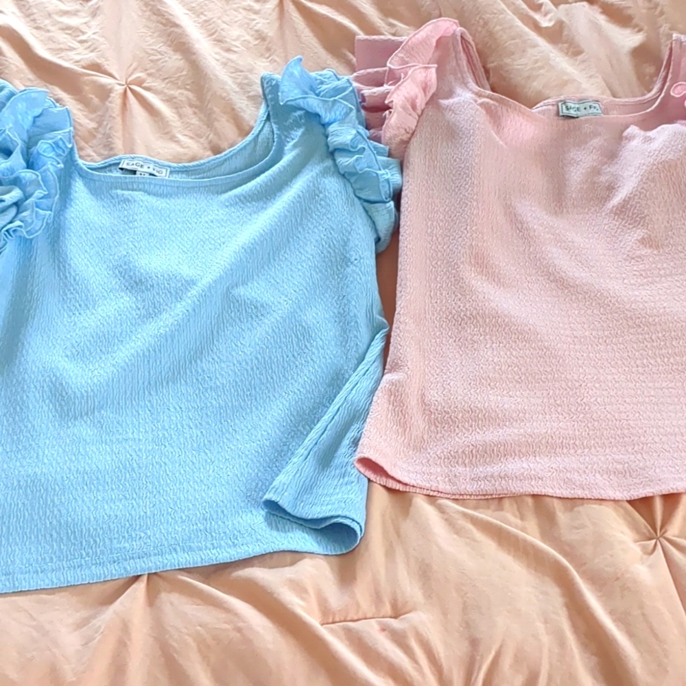 Sage and fig puff sleeve tops